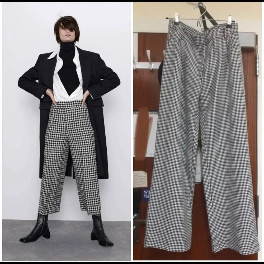 NWOT Houndstooth print wide leg flowy thick pants